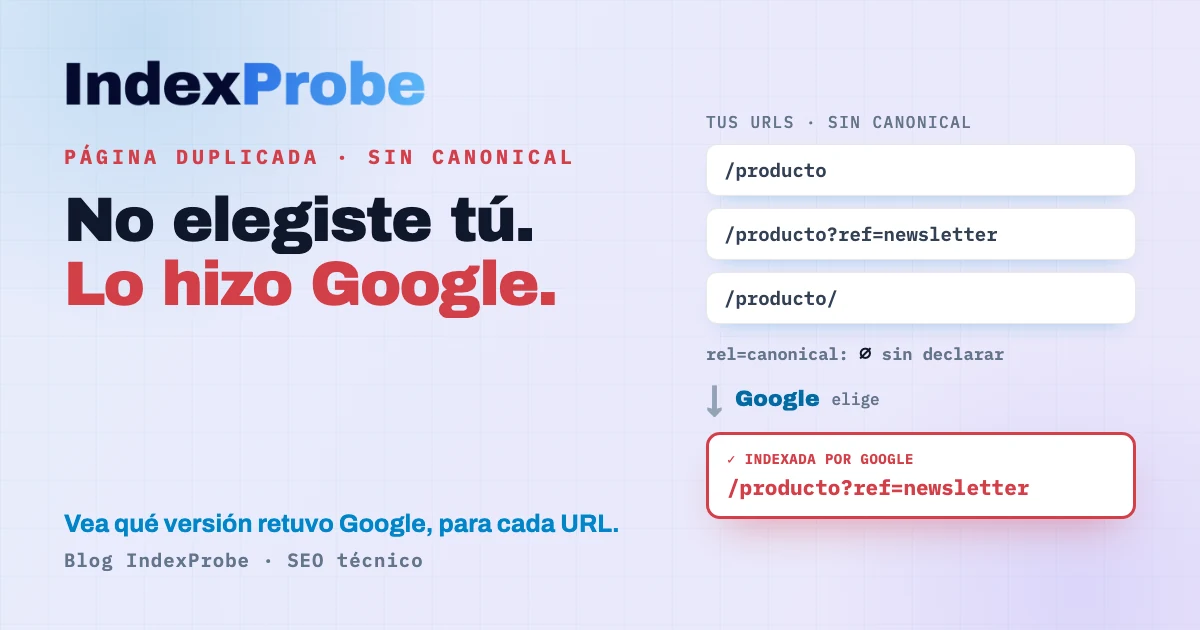 URLs duplicadas sin canonical declarada: Google elige por su cuenta la versión indexada