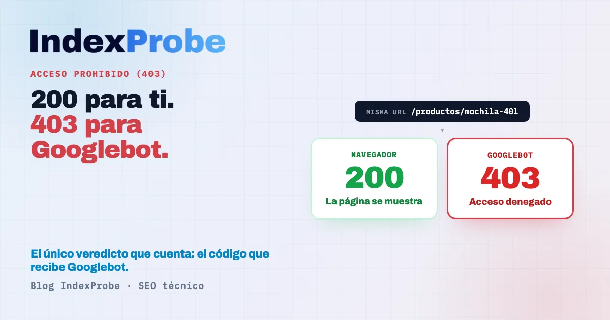 «Se ha bloqueado debido a que el acceso no está permitido (403)» en la Search Console: la página se abre sin problema en el navegador, pero el servidor le opone un 403 a Googlebot