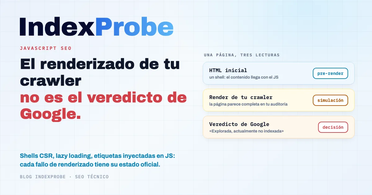 JavaScript SEO: entre el HTML inicial y el DOM que renderiza Google, cada página recibe un veredicto en el informe Indexación de páginas de Search Console