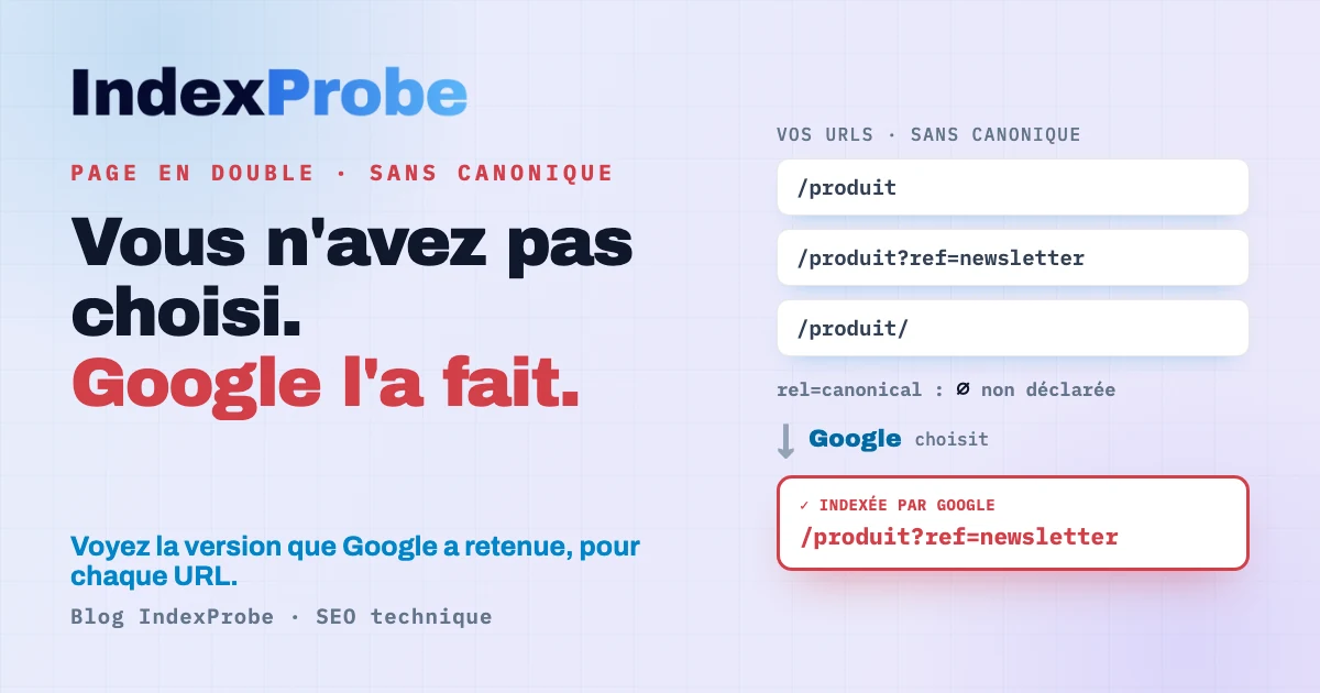 URLs en double sans canonique déclarée : Google choisit lui-même la version indexée